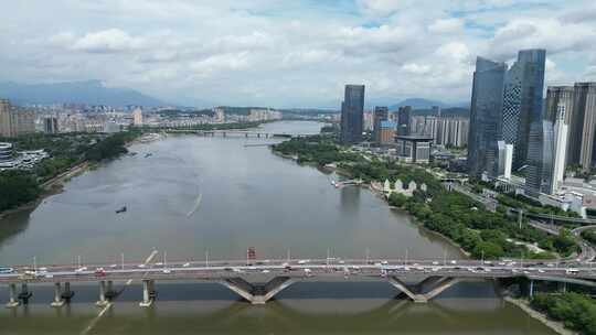 航拍福州闽江尤溪洲大桥视频素材模板下载