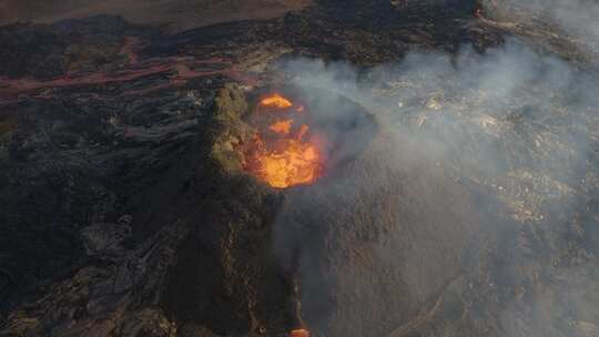 冰岛火山爆发航拍