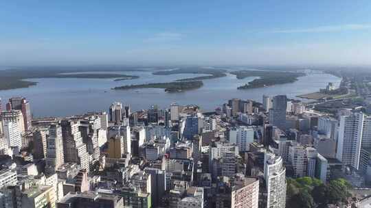 阿雷格里港天际线位于巴西南里奥格兰德的阿