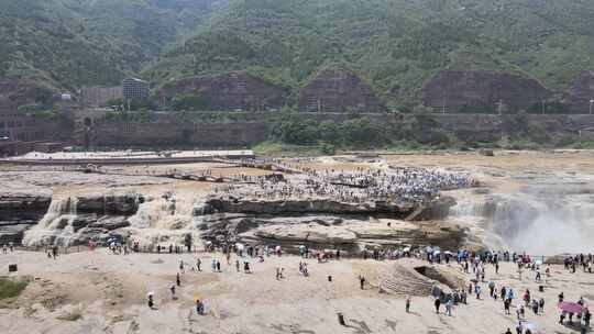 航拍壶口瀑布原视频视频素材模板下载