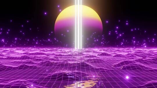 数字空间中的紫色赛博朋克世界