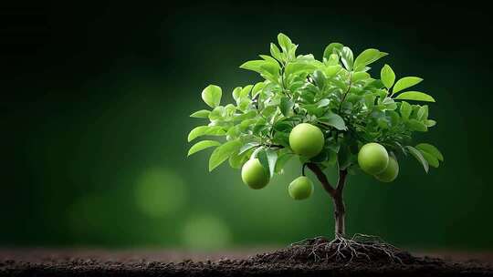 青翠欲滴果树茁壮成长寓意希望