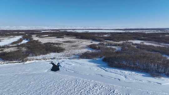 冰雪覆盖的内蒙古扎敦河湿地