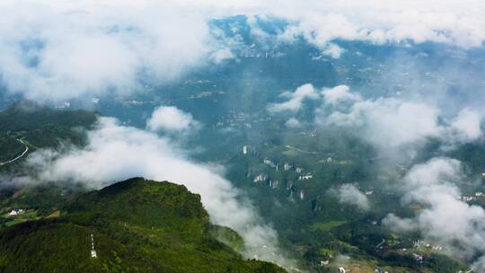 4k航拍恩施建始山川大地蓝天白云海视频素材模板下载