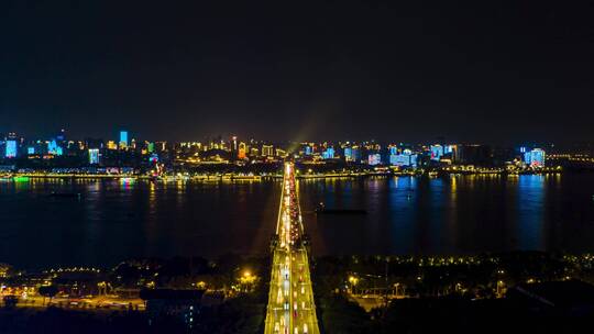 武汉长江大桥夜景延时4K视频素材模板下载