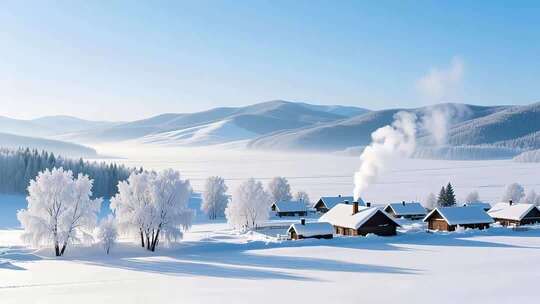 冬至冬季立冬入冬雪景4K