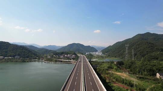 杭州建德新安江高速公路航拍视频素材模板下载