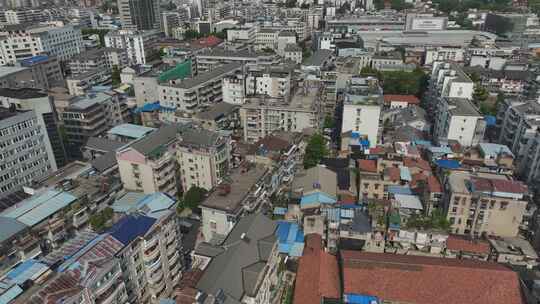 八九十年代感老街区老房子城市航拍视频素材模板下载