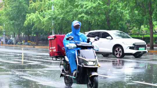 城市雨景阴雨绵绵人文生活空镜