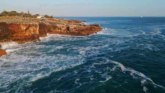 黄金时段，悬崖，海洋，海浪