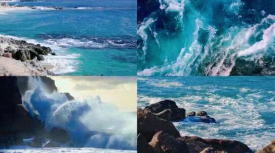 海浪拍打礁石 海边旅游宣传 视频合集