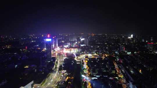 山东济宁秀水城夜景航拍