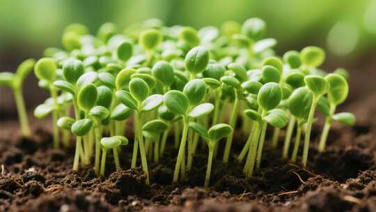 幼苗生长微距画面