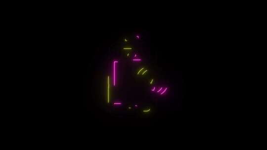 发光的动力电池图标动画。锂离子可充电霓虹