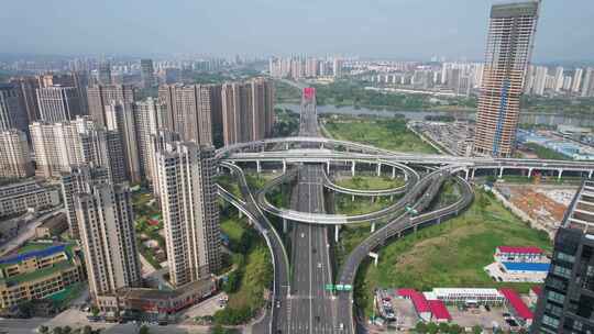 江西赣州城市高架桥交通航拍