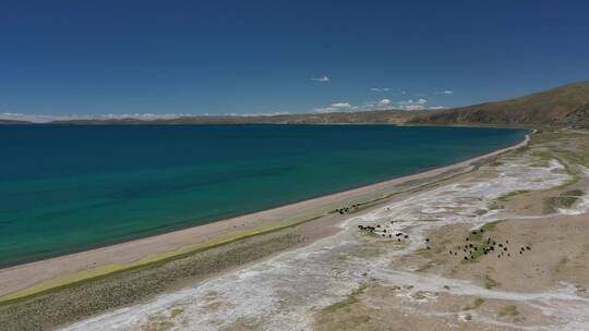 西藏班戈县色林错高原湖泊自然风光航拍