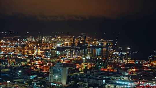 盐田港夜景港口货运码头贸易物流C0133