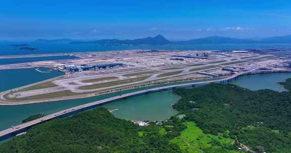 航拍港珠澳大桥香港国际机场香港公路口岸