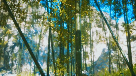 三维古代绿色生态竹子自然景观3D素材