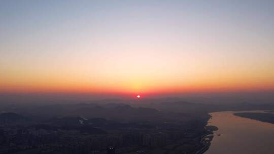 杭州日出风景航拍