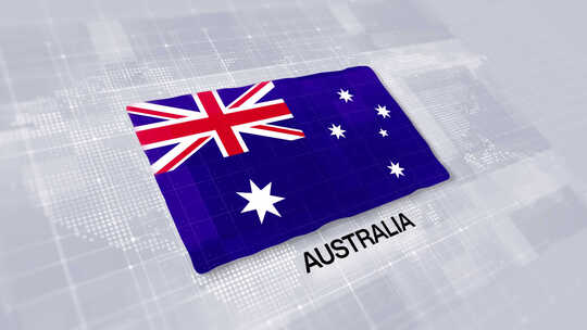 澳大利亚国旗展示在现代干净的白色背景上