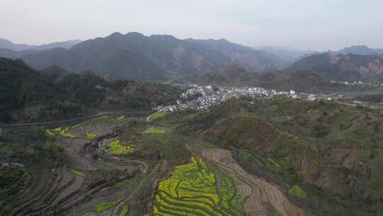 春日的绩溪县家朋乡风光航拍素材