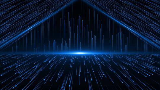 蓝色粒子光线三维空间舞台背景AE模板