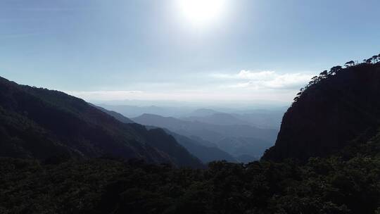 日出 山顶 群山 航拍 云海 雾