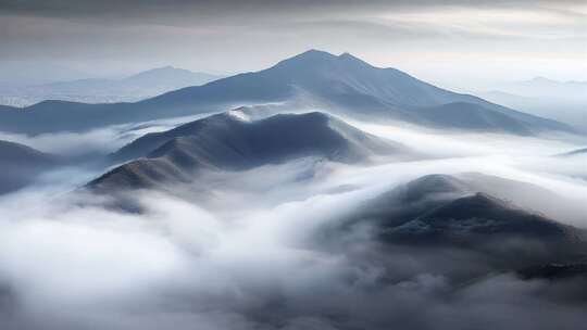 清晨山顶云雾缭绕旅行风景