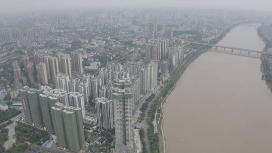 航拍衡阳湘江江景房视频素材模板下载