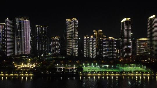 武汉城市夜景灯光航拍视频素材模板下载