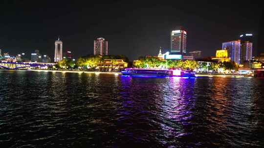 航拍宁波东门口时代广场夜景视频素材模板下载