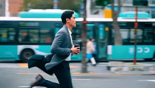 都市精英奔跑向前 职场人士白领跑步狂奔