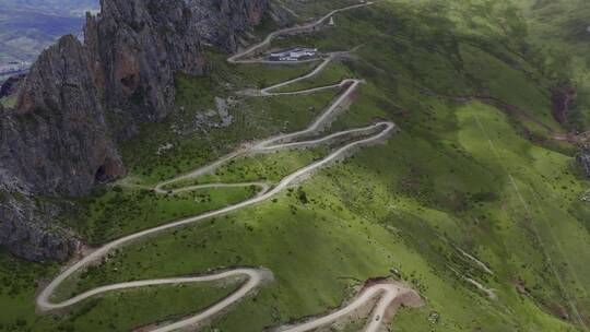 4K航拍孜珠寺及其盘山路风光