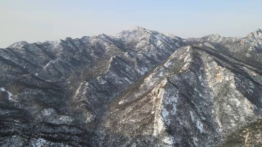 航拍雪后的昆嵛山4K