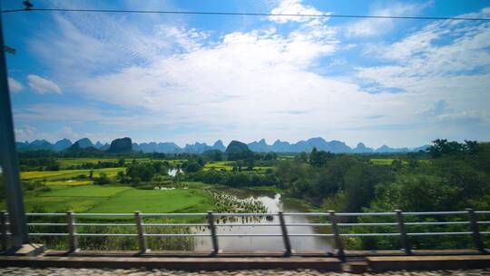 动车高铁火车窗外风景