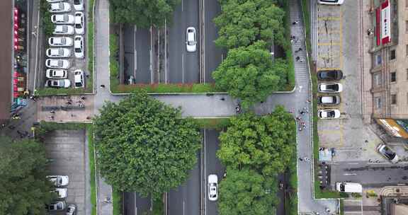 广州天河路清晨航拍