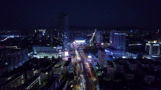 连云港市中心夜景航拍视频素材模板下载