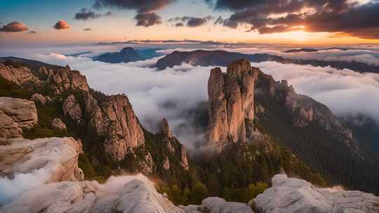 山峦云海日出壮丽景观