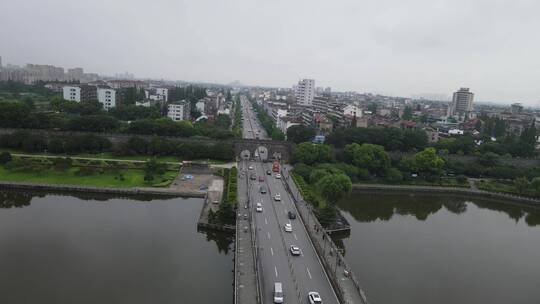 旅游景区湖北荆州古城4A景区航拍