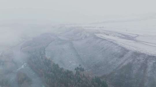 新疆阿勒泰禾木村雪景航拍