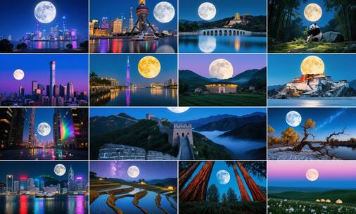 《月光下的中国》朗诵配乐背景高清在线视频素材下载