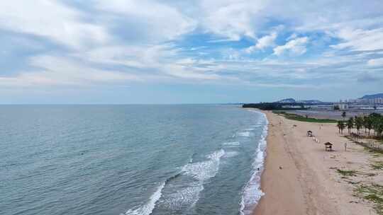 航拍海南乐东县龙沐湾最美落日海滩