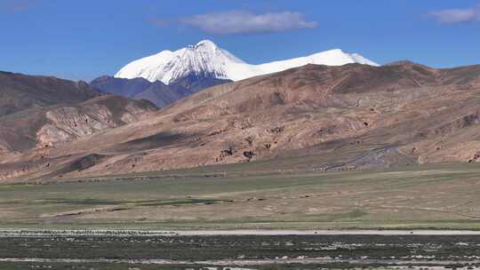 普莫雍错雪山湖泊航拍