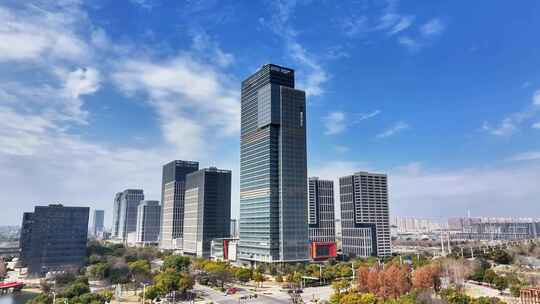 航拍扬州创新中心空景群楼航空工业京东中心