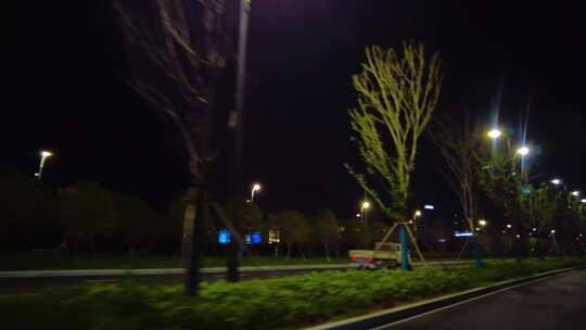 城市夜晚马路夜景汽车窗外的风景视频素材