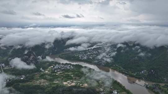 桂林夏季暴雨洪水航拍