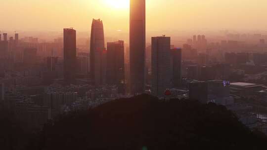 东莞市区日落夜景航拍