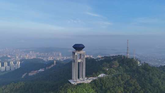 广西梧州白云山景区西江明珠塔航拍