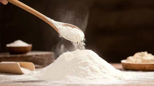 蓬松面粉特写烘焙原料展示